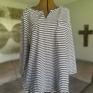 Chicos size 3 dark brown and White Striped Top